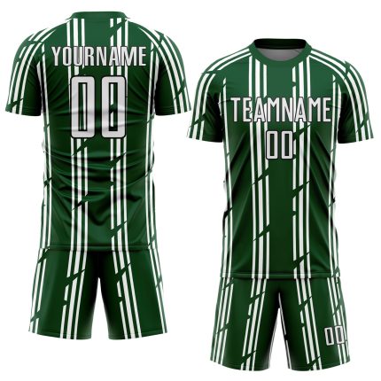 Custom Sublimation Soccer Jersey Personalized with Name and Number - Green White Black Pinstripe Uniform Personalized Green