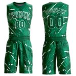 Custom Basketball Jersey with Personalized Name & Number - Green & White Sublimation Round Neck Suit Personalized Green White