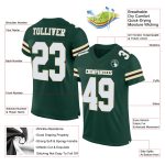 Custom Name Number Authentic Football Jersey - Personalized Green White City Cream Black Mesh Personalized Green White City