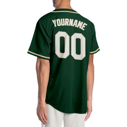 Custom Name and Number Baseball Jersey - Personalized Green White Cream Authentic Design Personalized Green White-Cream Authentic