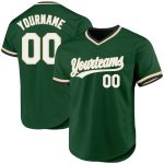 Custom Name Number Authentic Throwback Baseball Jersey - Personalized Green White-Cream Team Jersey Personalized Green White-Cream
