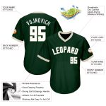 Custom Personalized Baseball Jersey Shirt with Green White-Cream Design - Authentic Throwback Rib-Knit, Team Name & Number