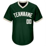 Custom Personalized Baseball Jersey Shirt with Green White-Cream Design - Authentic Throwback Rib-Knit, Team Name & Number