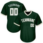 Custom Personalized Baseball Jersey Shirt with Green White-Cream Design - Authentic Throwback Rib-Knit, Team Name & Number
