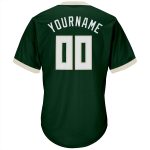Custom Personalized Baseball Jersey Shirt with Green White-Cream Design - Authentic Throwback Rib-Knit, Team Name & Number