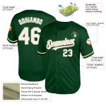 Customizable Authentic Throwback Baseball Jersey - Personalized Green White Cream with Name and Number Personalized Green