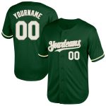 Customizable Authentic Throwback Baseball Jersey - Personalized Green White Cream with Name and Number Personalized Green