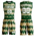 Custom Name Number Sublimation Basketball Jersey for Team - Personalized Green White-Cream Round Neck Suit Personalized Green
