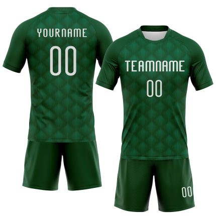 Custom Name Number Volleyball Uniform Jersey - Personalized Green White Geometric Shape Design Teamwear Personalized Green