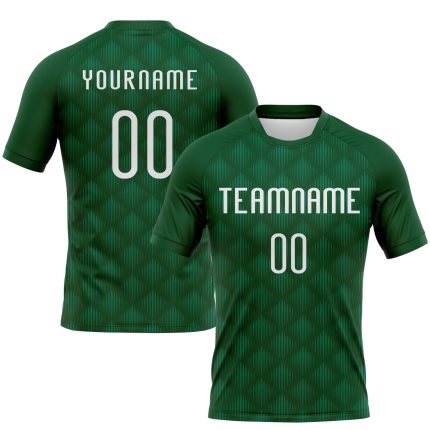 Custom Name Number Volleyball Uniform Jersey - Personalized Green White Geometric Shape Design Teamwear Personalized Green