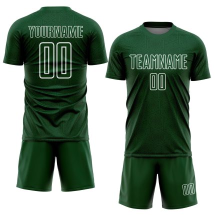 Custom Soccer Jersey with Personalized Name and Number in Green and White Geometric Design - Sublimation Uniform Personalized