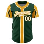 Custom Name Number Baseball Jersey - Personalized Green White Gold 3 Colors Arm Shapes Authentic Team Personalized Green