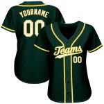Personalized Authentic Baseball Jersey in Green White-Gold Color Personalized Green White-Gold Authentic Baseball Jersey