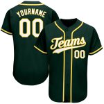 Personalized Authentic Baseball Jersey in Green White-Gold Color Personalized Green White-Gold Authentic Baseball Jersey