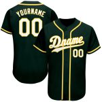 Custom Name and Number Personalized Green and White-Gold Baseball Jersey - Authentic Team Jersey Personalized Green White-Gold