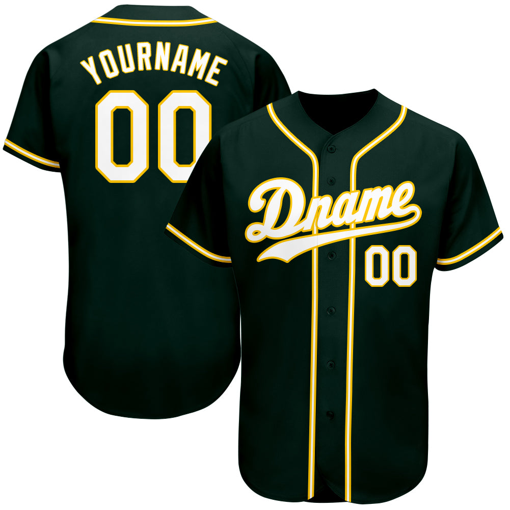 Custom Name and Number Personalized Green and White-Gold Baseball Jersey - Authentic Team Jersey Personalized Green White-Gold