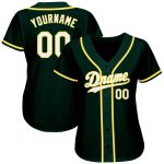 Custom Name and Number Personalized Green and White-Gold Baseball Jersey - Authentic Team Jersey Personalized Green White-Gold