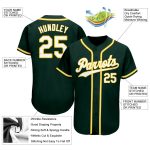 Custom Name and Number Personalized Green and White-Gold Baseball Jersey - Authentic Team Jersey Personalized Green White-Gold