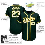 Personalized Authentic Baseball Jersey in Green White-Gold Color Personalized Green White-Gold Authentic Baseball Jersey