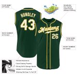 Custom Name Number Green White-Gold Authentic Sleeveless Baseball Jersey - Personalized Team Jersey Personalized Green White-Gold
