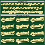 Custom Name and Number Authentic Baseball Jersey - Personalized Green White-Gold Throwback Style Personalized Green White-Gold