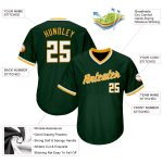 Personalized Green White-Gold Authentic Baseball Jersey Shirt - Throwback Rib-Knit Style Personalized Green White-Gold Authentic