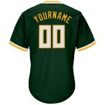 Personalized Green White-Gold Authentic Baseball Jersey Shirt - Throwback Rib-Knit Style Personalized Green White-Gold Authentic
