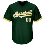 Custom Name and Number Baseball Jersey Shirt - Personalized Green White Gold Authentic Throwback Rib-Knit Design Personalized