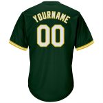 Custom Name and Number Baseball Jersey Shirt - Personalized Green White Gold Authentic Throwback Rib-Knit Design Personalized