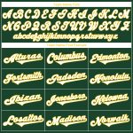 Custom Name and Number Baseball Jersey Shirt - Personalized Green White Gold Authentic Throwback Rib-Knit Design Personalized