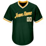 Personalized Green White-Gold Authentic Baseball Jersey Shirt - Throwback Rib-Knit Style Personalized Green White-Gold Authentic