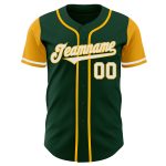 Custom Two Tone Baseball Jersey with Personalized Name and Number in Green and White-Gold Design Personalized Green White-Gold