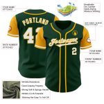Custom Two Tone Baseball Jersey with Personalized Name and Number in Green and White-Gold Design Personalized Green White-Gold