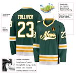 Custom Name and Number Personalized Green White-Gold Hockey Jersey - Team Apparel Personalized Green White-Gold Hockey Jersey