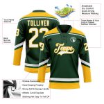Custom Name Number Hockey Jersey - Personalized Green White Gold Lace Neck Team Personalized Green White-Gold Hockey Lace