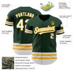 Custom Personalized Green White Gold Baseball Jersey with Team Name and Number - Authentic Design Personalized Green White-Gold