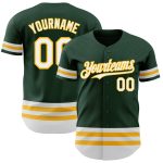 Custom Personalized Green White Gold Baseball Jersey with Team Name and Number - Authentic Design Personalized Green White-Gold
