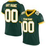 Personalized Green White Gold Authentic Football Jersey - Customizable Mesh Design Personalized Green White-Gold Mesh Authentic