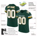 Custom Authentic Football Jersey - Personalized Green White Gold with Team Name & Number Personalized Green White-Gold Mesh