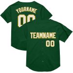 Custom Name Number Baseball Jersey - Personalized Green White Gold Mesh Authentic Throwback Team Design Personalized Green