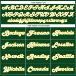 Custom Team Name and Number Football Jersey - Authentic Green White-Gold Mesh Throwback Design Personalized Green White-Gold