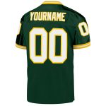 Custom Team Name and Number Football Jersey - Authentic Green White-Gold Mesh Throwback Design Personalized Green White-Gold