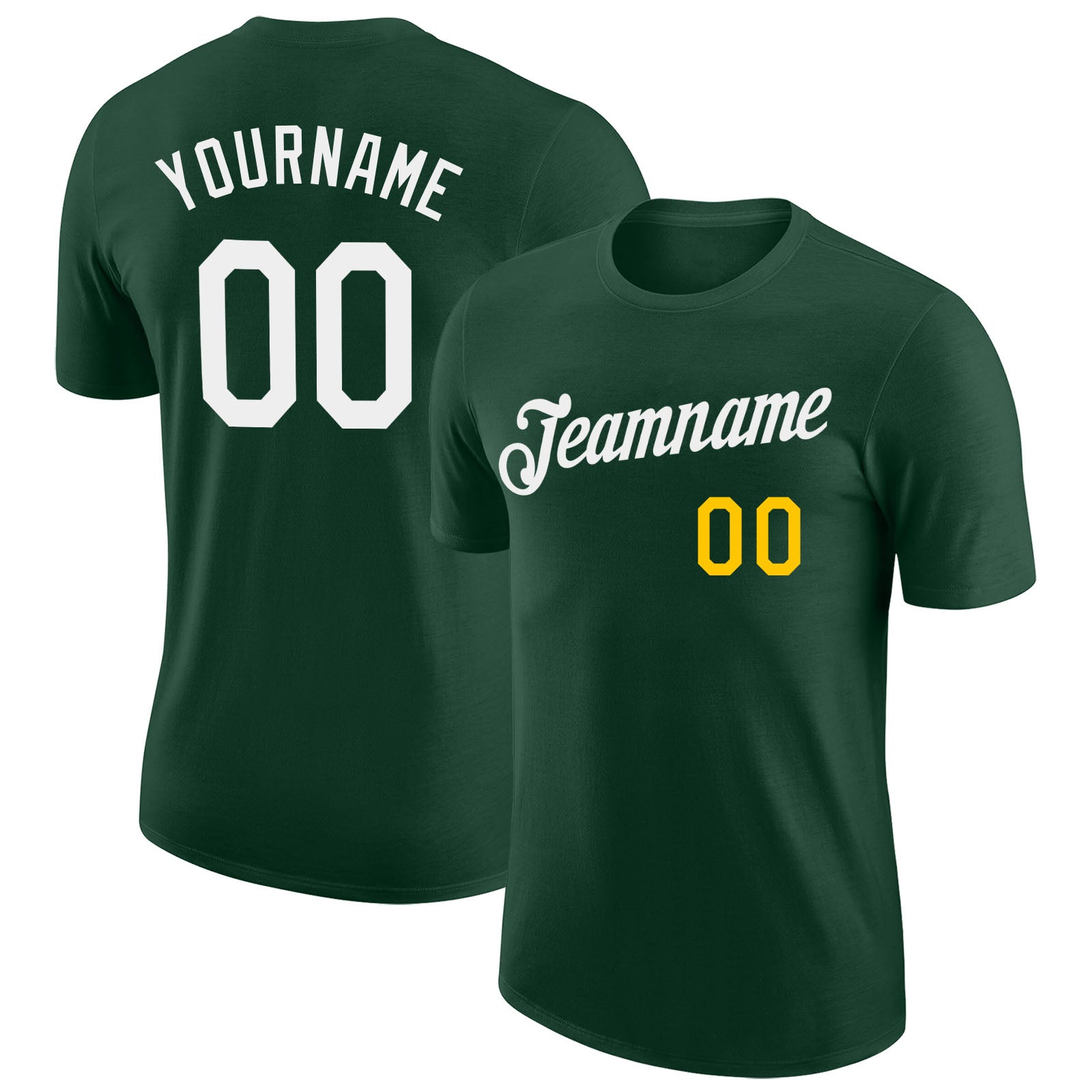 Personalized Green and White Gold Performance T-Shirt for Men and Women Personalized Green White-Gold Performance T-Shirt