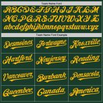 Custom Personalized Baseball Jersey with Green White-Gold Pinstripes - Team Name and Number Authentic Fashion Style Personalized