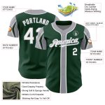 Personalized Baseball Jersey with Custom Name and Number in Green White Gray Colors - Authentic Arm Shapes Personalized Green