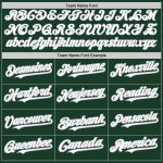 Personalized Baseball Jersey with Custom Name and Number in Green White Gray Colors - Authentic Arm Shapes Personalized Green