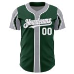 Personalized Baseball Jersey with Custom Name and Number in Green White Gray Colors - Authentic Arm Shapes Personalized Green