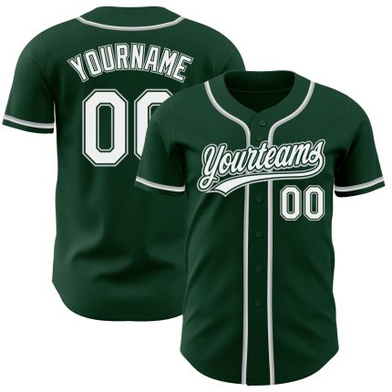 Personalized Authentic Baseball Jersey in Green, White, and Gray - Custom Sports Apparel Personalized Green White-Gray Authentic