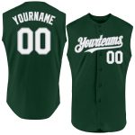 Custom Name and Number Personalized Baseball Jersey - Green White Gray Authentic Sleeveless Design Personalized Green White-Gray