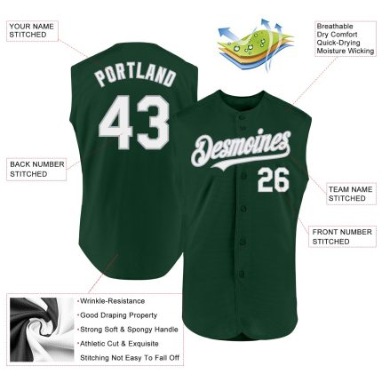 Custom Name and Number Personalized Baseball Jersey - Green White Gray Authentic Sleeveless Design Personalized Green White-Gray